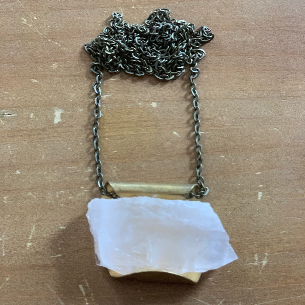 Brass and rose quartz necklace